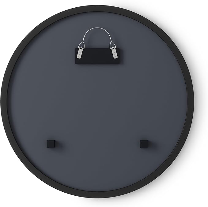 Umbra Hub Round Wall Mirror with Rubber Frame, Modern Style for Bathroom, Entryway, Living Room and More, 18-Inch, Black