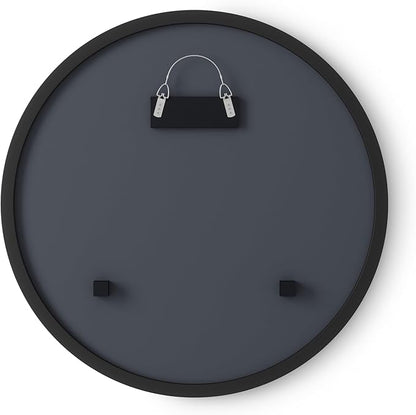 Umbra Hub Round Wall Mirror with Rubber Frame, Modern Style for Bathroom, Entryway, Living Room and More, 18-Inch, Black