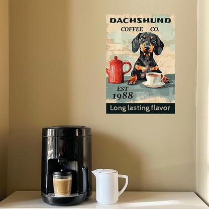 Metal Signs Dachshund Coffee Co Sign Vintage Signs Retro Aluminum Tin Sign for Garden Kitchen Office Home Bar Cafe Decor 8x12 Inch