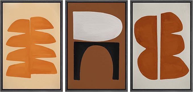 SIGNLEADER Framed Canvas Print Wall Art Set Retro Geometric Mid-Century Polygons Abstract Shapes Illustrations Minimal Decorative Bohemian Nordic for Living Room, Bedroom, Office - 24"x36"x3 BLACK
