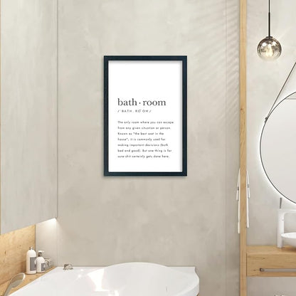YWMZYKJGS Bathroom Quotes Wall Decor 16"×11" for Toile Restroom Rules Sign Funny black and white Restroom Quotes Modren Bathroom Wall Hanging Art (Black)