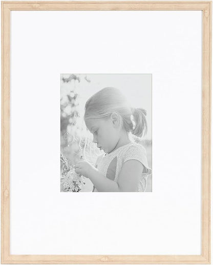 Kate and Laurel Adlynn Rectangle Picture Frame Set of 3; 16 x 20 matted to 8 x 10; Natural; Transitional Three-Piece Frame Set for Gallery Wall Frame Set in Living Room Wall Decor