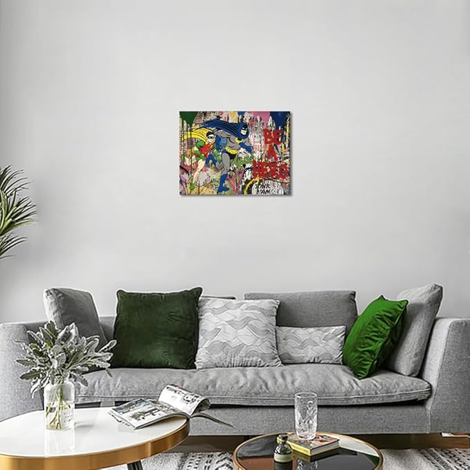 Yatsen Bridge Graffiti Wall Art Painting on Canvas Picture Doodle Posters and Prints Modern Pop Home Decor for Living Room Framed Ready to Hang 12x16 inch