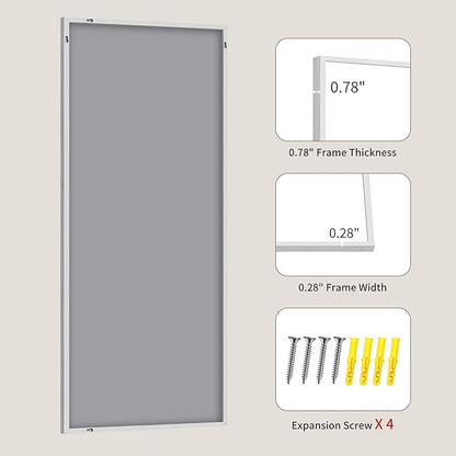 YIROMAN Bathroom Mirror 24"x60",Brushed Silver Bathroom Mirror for Over Sink with Aluminum Frame, Rectangular Vanity Mirror with Right Angle, Wall Mirror Hangs Horizontal or Vertical