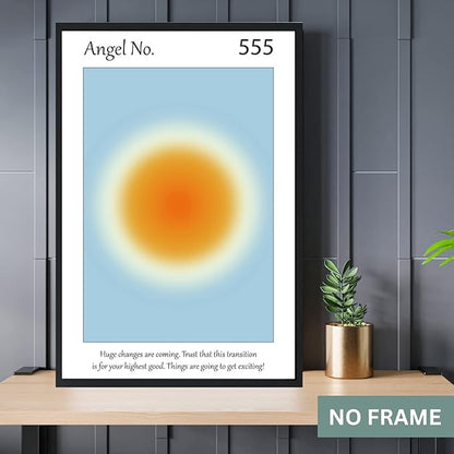 Gradient Aura Angel Numbers Poster Sets for Room Aesthetic Inspirational Quotes Wall Art Paintings Abstract Minimalist Room Wall Decor - 11x17in LAMINATED - No Frame (444, 555, 666 - Angel Numbers)