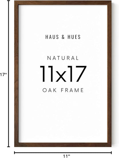 HAUS AND HUES 11x17 Walnut Oak Frame - Wooden Poster Display, Rustic Wall Mount (Standalone, Set of 1)