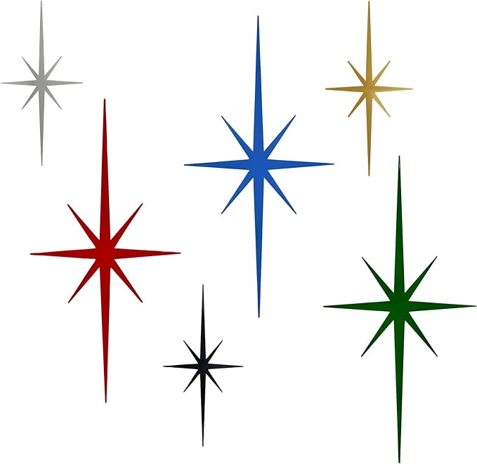 sxnzequnze 4 Pcs. Star Wall Art for Home Decor Living Room Bedroom Office Metal 3D,Bling,with Hanging Hook Starburst Midcentury Sculpture Retro Gallery Accent Celestial -Gold 16.5In/9.4In