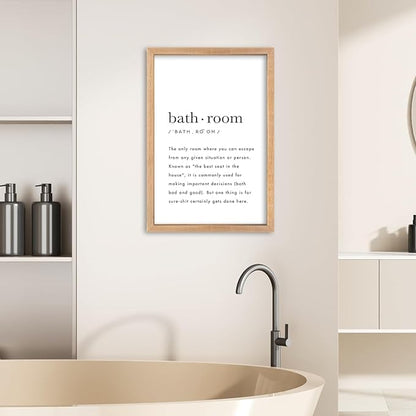 YWMZYKJGS Bathroom Quotes Wall Decor 16"×11" for Toile Restroom Rules Sign Funny black and white Restroom Quotes Modren Bathroom Wall Hanging Art (Wood)