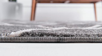 Unique Loom Trellis Frieze Collection Area Rug - Rounded (3' x 5' Oval, Dark Gray/ Ivory)