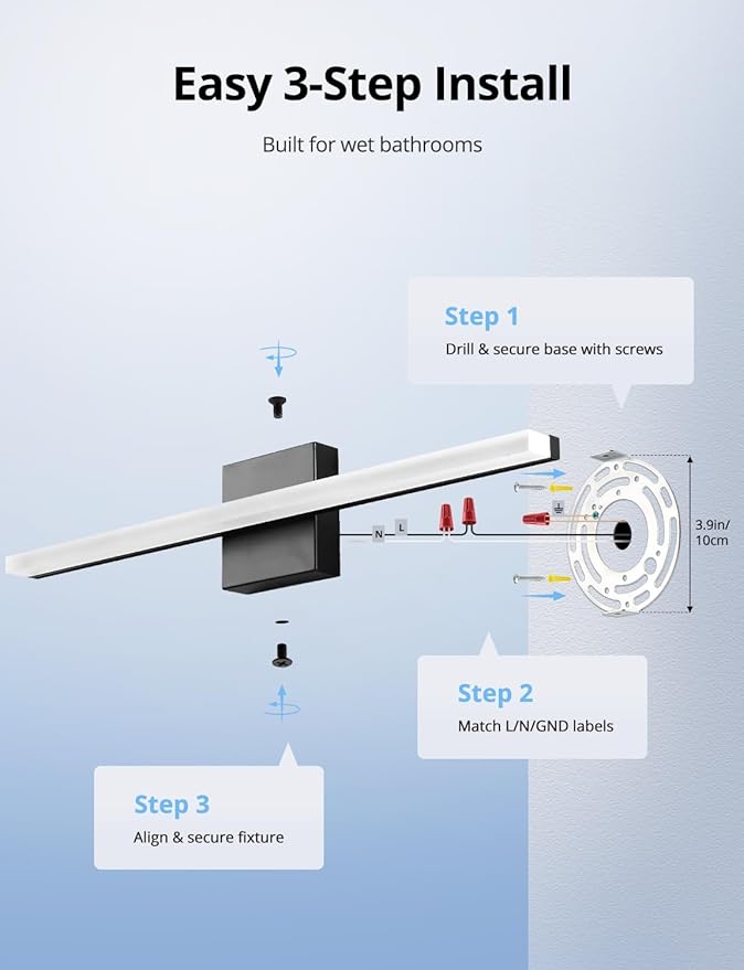 Combuh Led Vanity Lights Over Mirror Soft Shadow Free Black Bathroom Lamp for Wall,14W 24 Inch Long Restroom Lighting Bars Cool White 6000K Lámparas Luces para Baños Sobre Espejo Modernas 2 Pack