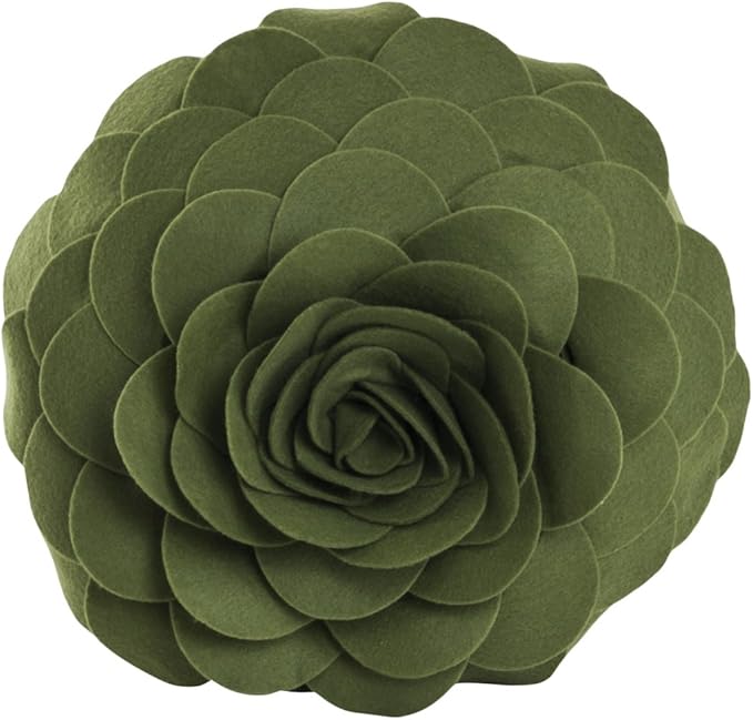 SARO LIFESTYLE Flower Design Poly Filled Throw Pillow, Kiwi, 13"
