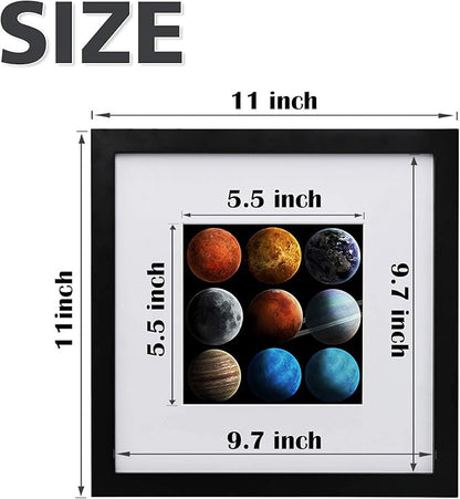 Egofine 10x10 Picture Frames Black,Made of Solid Wood with HD Plexiglass for Pictures 6x6 with Mat or 10x10 without Mat, Tabletop and Wall Mounting Display, Set of 4