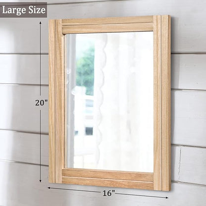 AAZZKANG Rustic Mirrors for Wall Rectangle Wood Frame Mirror 50 x 40 cm Farmhouse Bedroom Bathroom Decorative Mirror