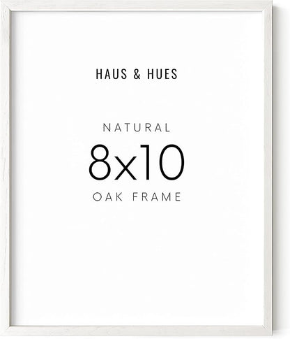 HAUS AND HUES White Oak Wood 8x10 Picture Frame - Contemporary Frame with Easel Back and Wall Mount