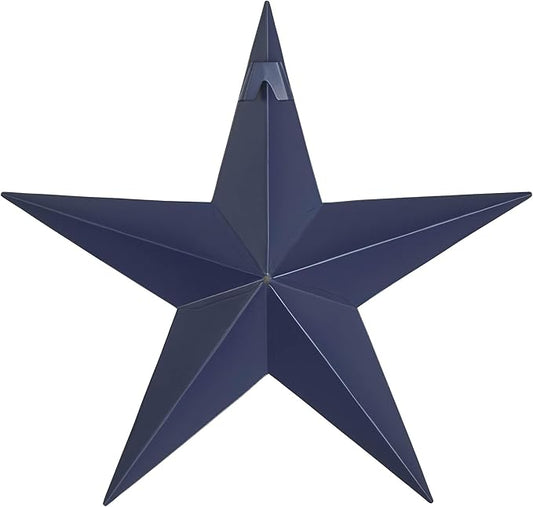 VHC Brands Patriotic Faceted Metal Star Wall Hanging 12x12, Independence Day Decor, American Star Design, Distressed Appearance Metal Wall Art
