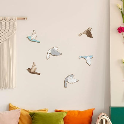 Wesiti 6 Pcs Rustic Bird Wall Art Farmhouse Wooden Flying Bird Rusty Scandinavian Home Wall Decor Art for Home Decorations Living Room Bedroom