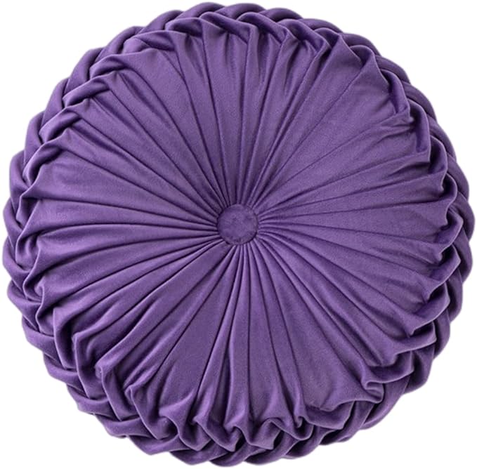 Baiyuruodie Round Velvet Pillow, Sofa Bed Bedroom Decorative Throw Pillow (38cm, Dark Purple)