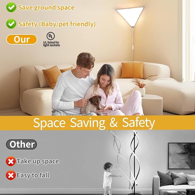 Corner Light with Switch, Ceiling Corner Lights for Living Room, Plug in Ceiling Light for Dark Area, Lamp for Bedroom, Kids Room, Triangle Shape, White, Bulb Include (1 Pack)
