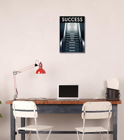 Yatsen Bridge Motivational Office Wall Art - Success Work Canvas Painting Successful Stair Poster and Prints Ladder to Success Modern Art Wall Pictures for Study Room Teen's Bedroom Framed -12x16 in