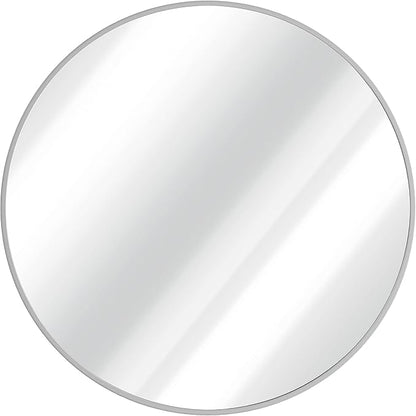 HBCY Creations Medium Round Mirror, Silver 24 inch Wall Mirror for Entryway, Bathroom, Living Room and More, Modern Minimalist Mirror for Both Rustic and Boho Design and Decor