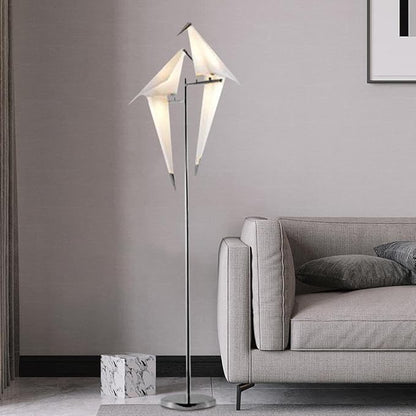 68 Inch Modern Bird Floor Lamp, Sliver Bird Swing Floor Light Fixtures for Bedroom, Unique LED Origami Crane Swing Standing Floor Lamp for Living Room