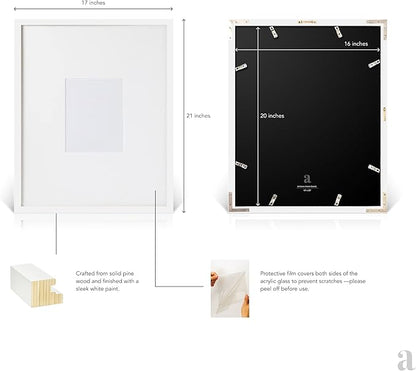artisane home goods - Gallery Frame 1.0, Picture Frame, 16x20 White, Gallery Wall Frame Set, Large Picture Frame, Oversized Mat (4x4, 4x6, and 5x7)