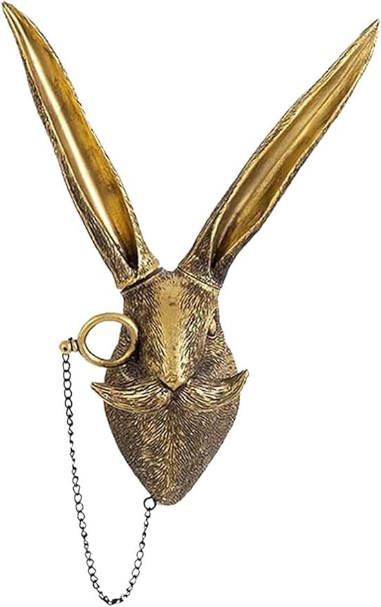 Animal Heads Wall Decor, Deer Head Wall Mount, Resin Animal Sculptures Head Wall Hanging Decoration for Family Living Room Bedroom Bathroom Kitchen Gift (Rabbit)