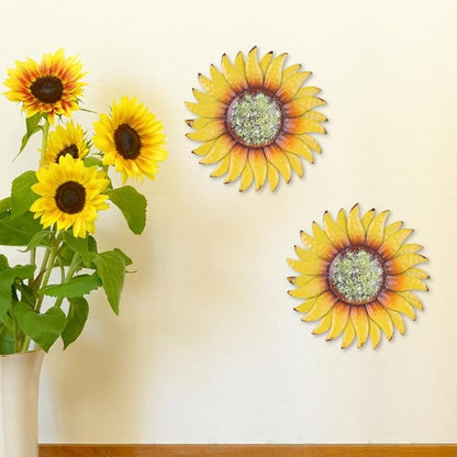 hogardeck Metal Flower Wall Decor for Indoor Outdoor, Kitchen Decor Floral Metal Wall Art, Wall Decor for Bathroom, Living Room, Porch, Garden, Yard, Backyard （2 Pcs 6'' ）