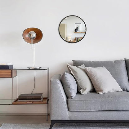 JJUUYOU Circle Wall Mirror 24 Inch Large Round Wall Mounted Antique Mirror for Bathroom Large Wood Frame Mirrors for Living Room Bedroom Washroom Dorm