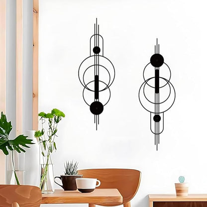 ruelen 2 Pcs Small Metal Abstract Wall Art, Modern Minimalist Wall Decor Single Line Art Metal Vertical Wall Decor Geometric Wall Hanging Sculptures for Home Bedroom Living Room, 39.37 x 12.8 Inch