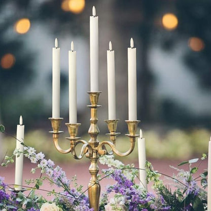 White Flameless Taper Candles Battery Operated with 6H Timer, Real Wax 3D Wick Flickering LED Taper Candles Dinner Wedding Holiday Decor(6 Pack, 0.78 x 9.64 Inches)