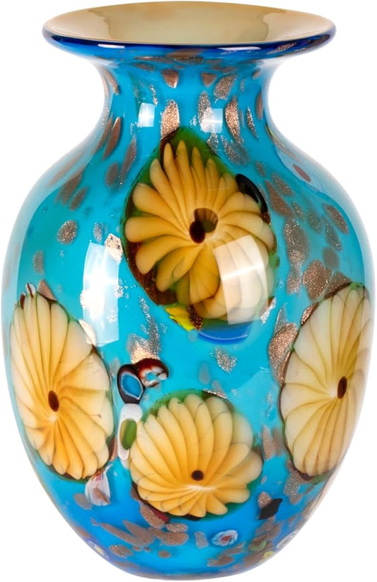 KAMMAK Colored Glass Vase, Beautiful Hand Blown Decorative Vase, Modern Art Vase for Flower Mantle Dining Table Centerpiece, Entryway Living Room Wedding Decoration, 8HPQSKQ021