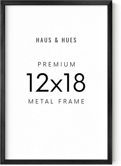 HAUS AND HUES 12x18 Black Metal Picture Frame - Features Premium Aluminum & Hanging Hardware, Shatterproof Plexiglass - Ideal for Home, Room, Office (12x18 in, Black, Set of 1)