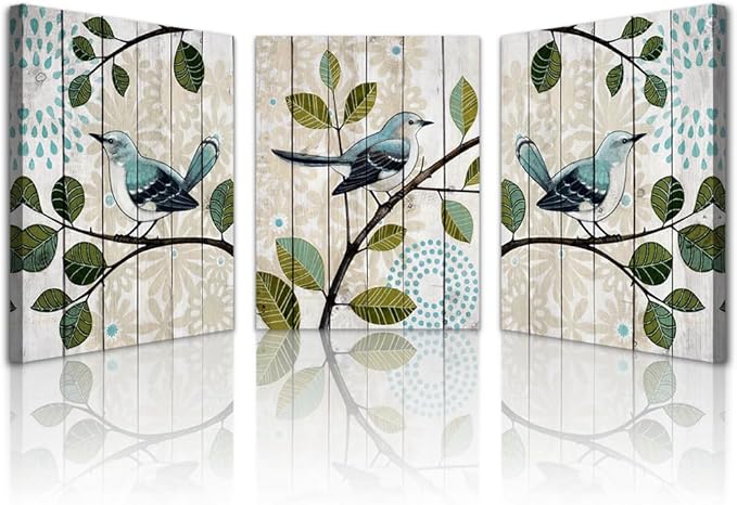 Lapremoly Canvas Wall Art For Living Room Abstract Wall Decor For Bedroom Kitchen Decorations Bird On The Branch Wall Pictures Posters Prints Artwork Ready To Hang Bathroom Home Decoration 3 Pieces