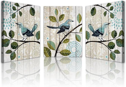 Lapremoly Canvas Wall Art For Living Room Abstract Wall Decor For Bedroom Kitchen Decorations Bird On The Branch Wall Pictures Posters Prints Artwork Ready To Hang Bathroom Home Decoration 3 Pieces