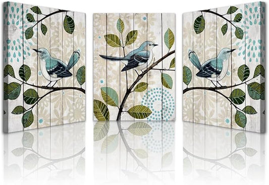Lapremoly Canvas Wall Art For Living Room Abstract Wall Decor For Bedroom Kitchen Decorations Bird On The Branch Wall Pictures Posters Prints Artwork Ready To Hang Bathroom Home Decoration 3 Pieces