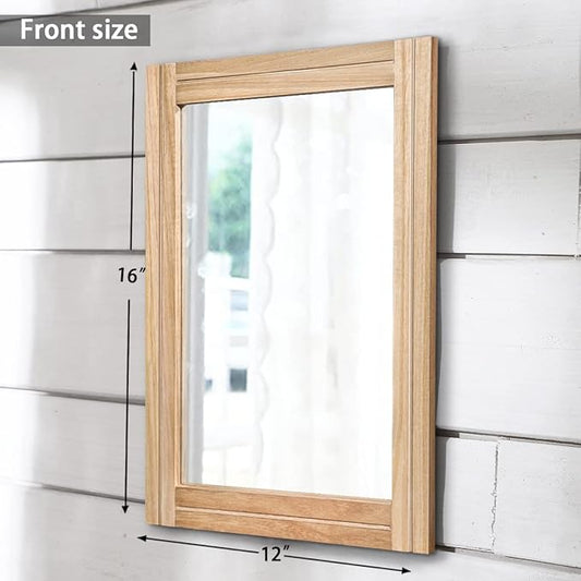 AAZZKANG Rustic Mirrors for Wall with Rectangular Wood Frame Decorative for Farmhouse Bedroom Bathroom Living Room Home Office
