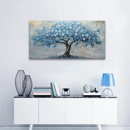 Wapluam Canvas Wall Art For Living Room Farmhouse Wall Decor Art For Bedroom Office Modern Decorations Tree Wall Paintings Blue Abstract Pictures Vintage Artwork Home Decor Posters 40"X20"