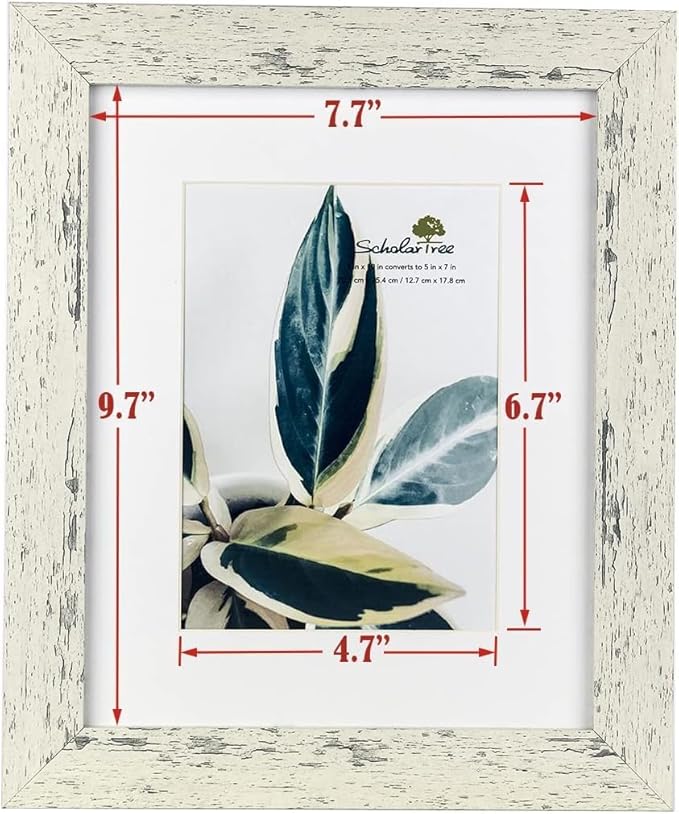 Rustic White 8x10 Picture Frame set of 2,Display 8x10 without Mat or 5x7 with Mat