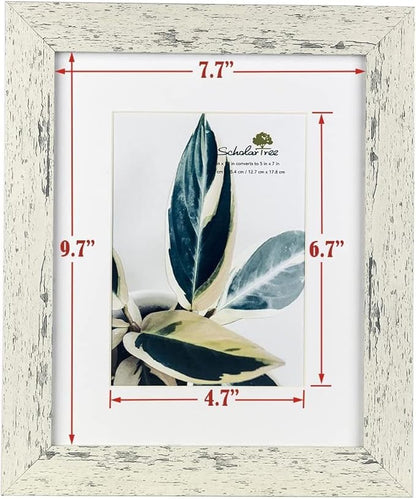 Rustic White 8x10 Picture Frame set of 2,Display 8x10 without Mat or 5x7 with Mat