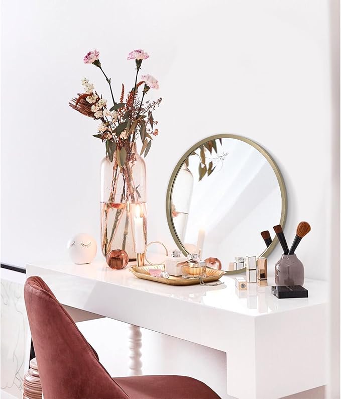 AOAOPQ Mirror Wall for Bathroom Metal Brushed Frame Tempered Glass Wall Mounted Home Small Mirrors Living Room Entryway Bedroom Bronze
