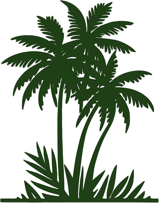 Benziso Metal Palm Tree Wall Art Tropical plants Wall Decor Beach Theme Wall Sculptures Coastal Wall Hanging for Bathroom Living Room Indoor Outdoor (Green)
