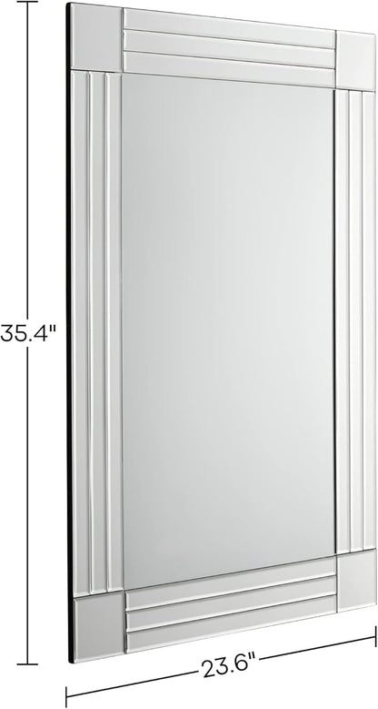 Decorative Mirror - 36"x24" Gorgeous Silver Mirror for Wall Bedroom, Bathroom, Living Room and Dining Room