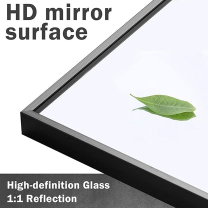NeuType Full Length Mirror, 64"x21" Body Mirror with Stand Floor Standing Wall-Mounted Hanging or Leaning Against Wall Aluminum Alloy Thin Frame (Black)
