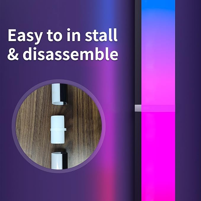 ICRGB Floor Lamp, Smart LED Corner Standing Light, 123.5cm, USB Powered, App & Remote Control, 16 Million Colors, for Bedroom Living Room Gaming Room Decor
