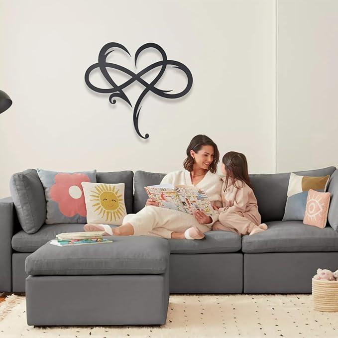 OYEFLY Infinity Heart Metal Wall Decor,Infinity Heart Wall Decor for Room Living,Wedding Decor (Black, style1 14.7 x 13.1in)