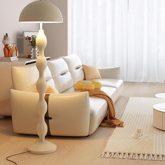 White Floor Lamp with Foot Switch,Decorative Standing Lamp with 3-Color Temperautre,Mid-Century Floor Lamp for Living Room Bedroom and Office