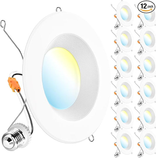 Sunco 12 Pack LED Recessed Lighting 6 Inch, Retrofit Can Lights, 965LM, 13W (100W Equivalent), Selectable CCT 2700K/3000K/3500K/4000K/5000K, Dimmable, Baffle Trim, Damp Rated UL