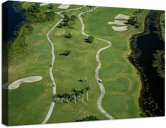 chenchenArt Florida Community Golf Course Wall Art for Living Room Bedroom Bathroom Home Decorations Golf Course Picture Poster Canvas Prints Modern Artwork Framed Ready to Hang(18''H x 24''W)