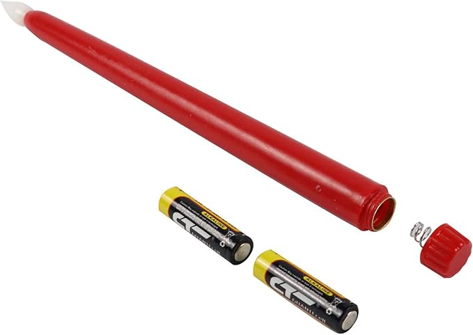 Rhytsing Red 10.8" Flameless Taper Candles with Timer, Battery Operated Candles with Remote, Smooth Wax Finish, Warm White LED, 8 Batteries Included - Set of 4